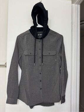 Alpha Forward Ladies Small Button Up Sports Hoodie Gray/ Black